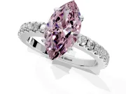 Solitaire Engagement Ring Setting for Fancy Pink Marquise Center with Single Row Accent Band and Prong Head in Platinum