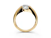 Tension Engagement Ring Setting for Cushion Cut Center with Wide Tapered Band and Tension Head in Yellow Gold