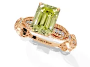 Solitaire Engagement Ring Setting for Fancy Yellow Emerald Cut Center with Marquise Panel Band and Prong Head in Rose Gold