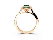 Floral Engagement Ring Setting for Fancy Green Princess Cut Center with Pave Band and Floral Prong Head in Rose Gold