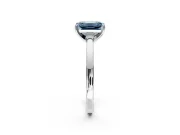 Solitaire Engagement Ring Setting for Fancy Blue Emerald Cut Center with Basket Rail and Prong Head in White Gold