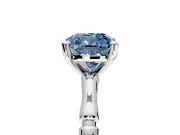 Solitaire Engagement Ring Setting for Fancy Blue Cushion Cut Center with Bamboo Band and Prong Head in Platinum
