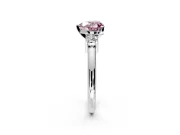 3 Stone Engagement Ring Setting for Fancy Pink Heart-Shaped Center with Wide Plain Band and Prong Head in Sterling Silver