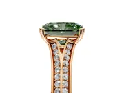 Solitaire Engagement Ring Setting for Fancy Green Radiant Cut Center with Pave Rail Split Shank and Prong Head in Rose Gold