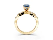 Solitaire Engagement Ring Setting for Fancy Blue Radiant Cut Center with Criss-Cross Accent Band and Prong Head in Yellow Gold