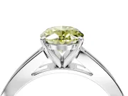 Solitaire Engagement Ring Setting for Fancy Yellow Oval Center with Princess Cut Channel Band and Prong Head in White Gold