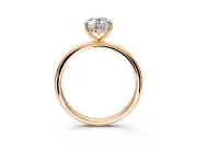 Hidden Halo Engagement Ring Setting for Oval Center with Thin Round-Wire Band and Prong Head in Rose Gold
