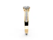 Solitaire Engagement Ring Setting for Cushion Cut Center with Princess Cut Channel Band and Prong Head in Yellow Gold