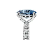 Solitaire Engagement Ring Setting for Fancy Blue Oval Center with Shared-Prong Accents and Prong Head in Platinum