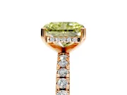 Solitaire Engagement Ring Setting for Fancy Yellow Radiant Cut Center with Band of Accents and Prong Head in Rose Gold