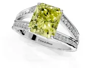 Split Shank Engagement Ring Setting for Fancy Yellow Radiant Cut Center with Pave Split Shank and Prong Head in Sterling Silver