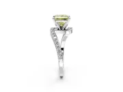Solitaire Engagement Ring Setting for Fancy Yellow Princess Cut Center with Pave Bypass Swirl Band and Prong Head in Sterling Silver
