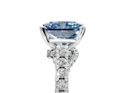Solitaire Engagement Ring Setting for Fancy Blue Radiant Cut Center with Crossover Accents and Prong Head in Sterling Silver