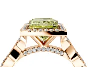 Halo Engagement Ring Setting for Fancy Yellow Princess Cut Center with Twist Band and Prong Head in Rose Gold