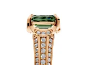 Solitaire Engagement Ring Setting for Fancy Green Emerald Cut Center with Accented Split Shank and Prong Head in Rose Gold