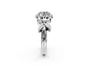 Halo Engagement Ring Setting for Round Cut Center with Floral Band and Prong Head in Platinum