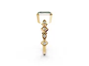 Milgrain Bezel Engagement Ring Setting for Fancy Green Asscher Cut Center with Marquise Stations and Bezel Head in Yellow Gold