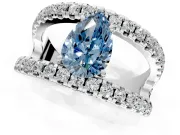 Solitaire Engagement Ring Setting for Fancy Blue Pear-Shaped Center with Wide-Open Split Shank and Prong Head in White Gold