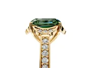 Floral Engagement Ring Setting for Fancy Green Emerald Cut Center with Four Accent Clusters and Prong Head in Yellow Gold