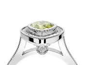 Halo Engagement Ring Setting for Fancy Yellow Marquise Center with Milgrain Frame, Pave Band and Prong Head in Sterling Silver