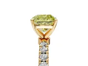 Open Basket Engagement Ring Setting for Fancy Yellow Cushion Cut Center with Pave Band and Prong Head in Yellow Gold