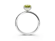 Hidden Halo Engagement Ring Setting for Fancy Yellow Radiant Cut Center with Pave Band and Prong Head in Sterling Silver