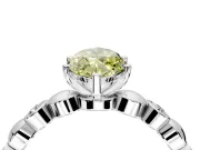 Solitaire Engagement Ring Setting for Fancy Yellow Marquise Center with Beaded Bezel Station Band and Prong Head in Platinum