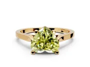 Solitaire Engagement Ring Setting for Fancy Yellow Heart-Shaped Center with Tapered Shoulders and Prong Head in Yellow Gold