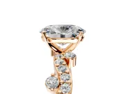 Solitaire Engagement Ring Setting for Oval Center with Bar-Station Pave Twist and Prong Head in Rose Gold