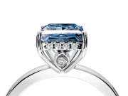 Solitaire Engagement Ring Setting for Fancy Blue Princess Cut Center with Fine Wire Band and Prong Head in Sterling Silver