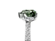 Solitaire Engagement Ring Setting for Fancy Green Heart-Shaped Center with Fine Pave Band and Prong Head in Sterling Silver
