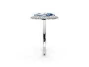 Halo Engagement Ring Setting for Fancy Blue Marquise Center with Plain Tapered Band and Prong Head in Platinum