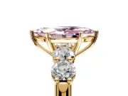 5 Stone Engagement Ring Setting for Fancy Pink Marquise Center with Graduated Accents and Prong Head in Yellow Gold