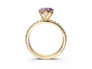Solitaire Engagement Ring Setting for Fancy Pink Heart-Shaped Center with Shared-Prong Accents and Prong Head in Yellow Gold