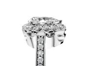 Floral Halo Engagement Ring Setting for Pear-Shaped Center with Large Halo Accents and Prong Head in Platinum