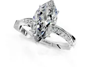 Side Accent Engagement Ring Setting for Marquise Center with Accent Shoulders and Prong Head in Platinum
