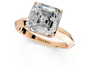 Solitaire Engagement Ring Setting for Asscher Cut Center with Wide Knife Ridge Band and Prong Head in Rose Gold