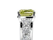 Solitaire Engagement Ring Setting for Fancy Yellow Asscher Cut Center with Graduated Shared Prongs and Prong Head in Platinum