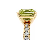 Solitaire Engagement Ring Setting for Fancy Yellow Asscher Cut Center with Large Accents and Prong Head in Yellow Gold