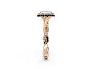 Halo Engagement Ring Setting for Princess Cut Center with Twist Band and Prong Head in Rose Gold