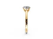 Solitaire Engagement Ring Setting for Round Cut Center with Flat-Sided Plain Band and Prong Head in Yellow Gold