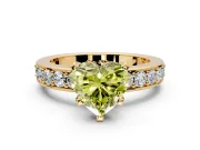 Solitaire Engagement Ring Setting for Fancy Yellow Heart-Shaped Center with Channel-Set Accents and Prong Head in Yellow Gold