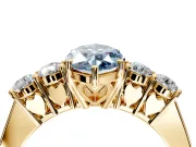 5 Stone Engagement Ring Setting for Fancy Blue Marquise Center with Equal Close-Set Accents and Prong Head in Yellow Gold