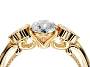 Cluster Engagement Ring Setting for Pear-Shaped Center with Bezel Accent Clusters and Prong Head in Yellow Gold