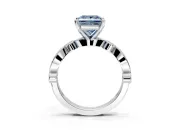 Solitaire Engagement Ring Setting for Fancy Blue Princess Cut Center with Milgrain Bezel Accents and Prong Head in White Gold