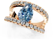 Solitaire Engagement Ring Setting for Fancy Blue Pear-Shaped Center with Wide-Open Split Shank and Prong Head in Rose Gold
