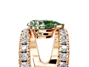 Solitaire Engagement Ring Setting for Fancy Green Pear-Shaped Center with Wide-Open Split Shank and Prong Head in Rose Gold