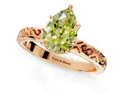 Solitaire Engagement Ring Setting for Fancy Yellow Pear-Shaped Center with Scrollwork Band and Prong Head in Rose Gold