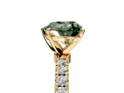 Open Basket Engagement Ring Setting for Fancy Green Heart-Shaped Center with Pave Band and Prong Head in Yellow Gold
