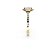 Floral Engagement Ring Setting for Radiant Cut Center with Pave Band and Floral Prong Head in Yellow Gold